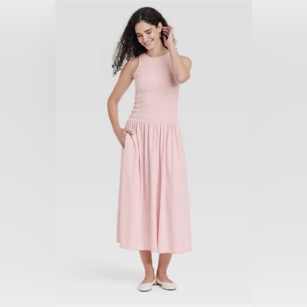 Women's Smocked Knit Maxi A-Line
Dress - Universal Thread™ pink